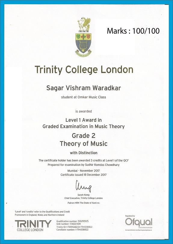 Sagar Waradkar - Grade 2